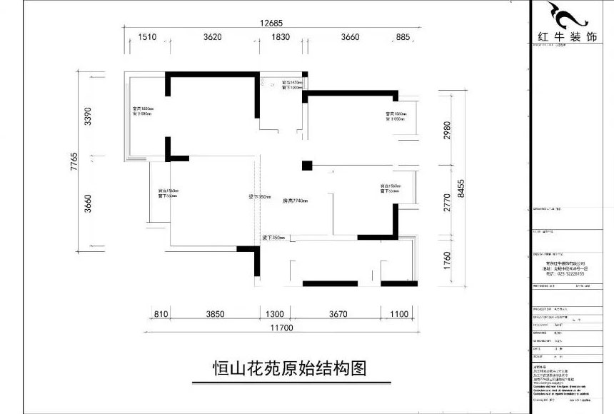 南京恒山花苑106㎡簡(jiǎn)歐風(fēng)格--靜享優(yōu)雅生活03恒山花苑原始結構圖