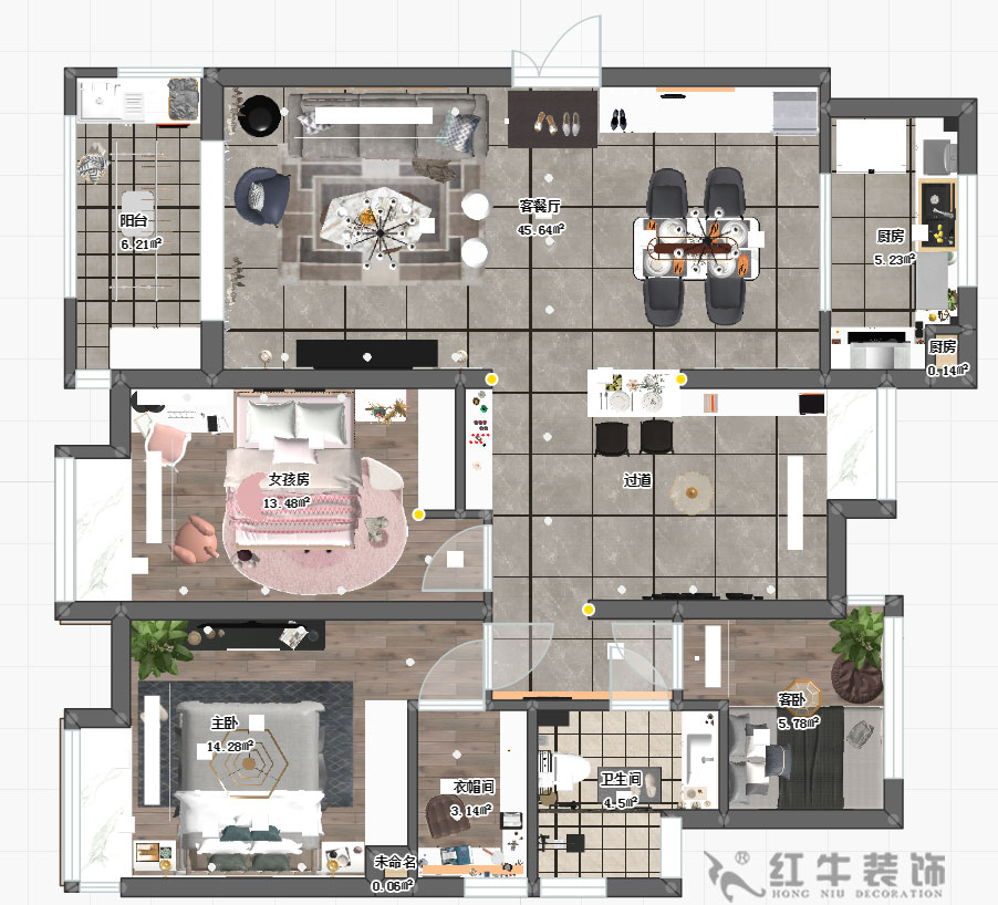 蔣琛_萬(wàn)達茂三期2-2001-128㎡-現代簡(jiǎn)約風(fēng)格_平面圖+logo