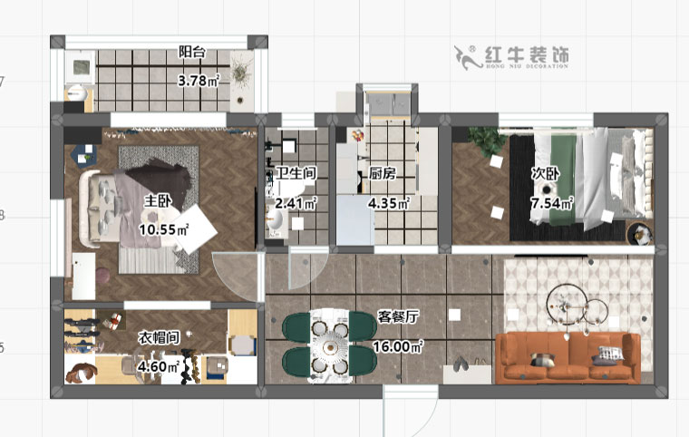 朱明琪_銅坊苑10-34-603-50㎡-北歐風(fēng)格_平面彩圖