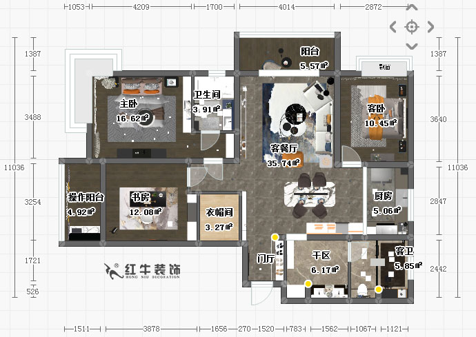 顧娟_鳳凰和熙二期2-1606-137㎡-簡(jiǎn)約北歐風(fēng)格_彩平面