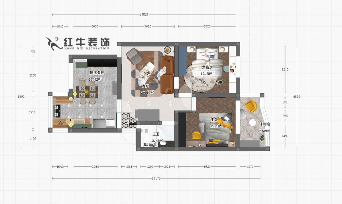 朱明琪_龍蟠花苑8-25-701-86㎡-北歐風(fēng)格_一層平面