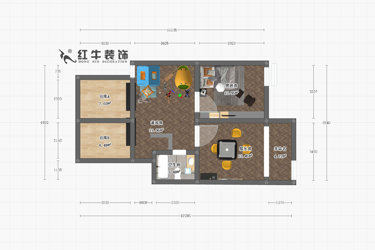 朱明琪_龍蟠花苑8-25-701-86㎡-北歐風(fēng)格_二層平面