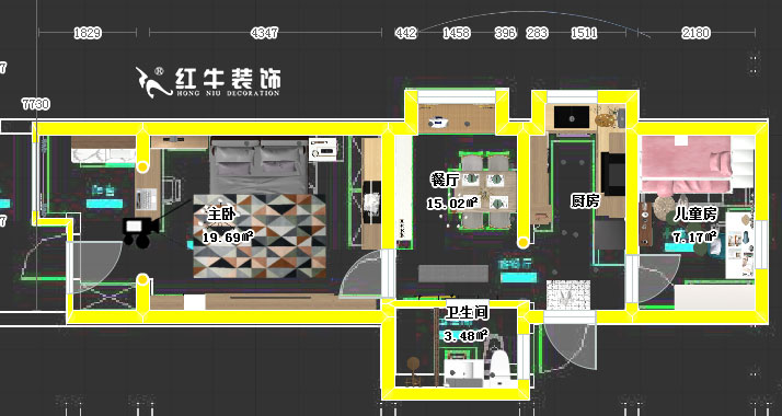 顧娟_龍蟠中路474-5-102-70㎡-簡(jiǎn)約北歐風(fēng)格_彩平面