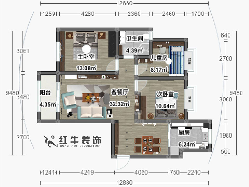 陸利民_南京信息工程大學(xué)人才公寓5-803-113㎡-現代風(fēng)格_平面彩圖