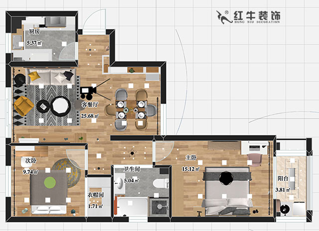 張智猿_金達花園3-706-90㎡-北歐風(fēng)格00彩平面