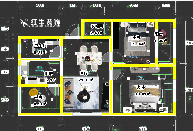 顧娟_苜蓿園大街238號3-4-508-90㎡-簡(jiǎn)約風(fēng)格00平面彩圖