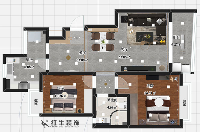 張智猿_聚寶山莊杜英街區10-802-90㎡-輕奢風(fēng)格00彩平圖