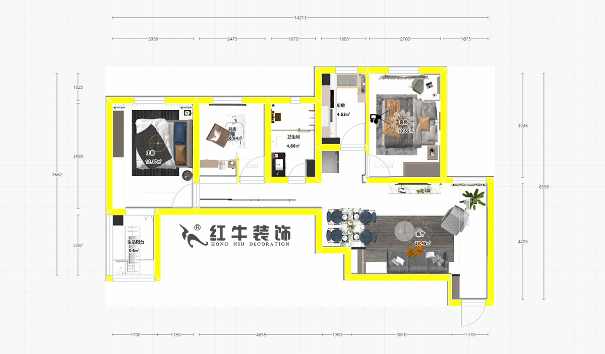 朱明琪_高教新村2-1608-98㎡-現代簡(jiǎn)約風(fēng)格00彩平圖