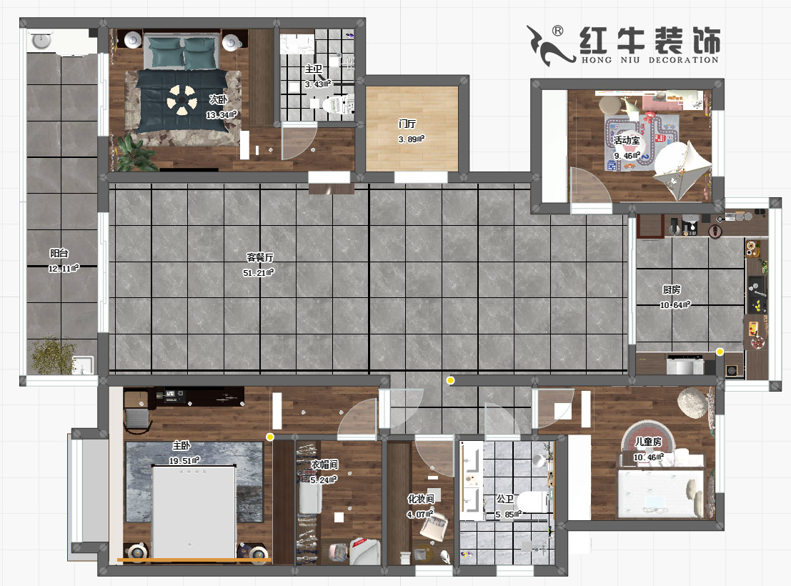 蔣琛_中冶錦繡華府中苑2-1101-178㎡-新中式風(fēng)格00彩平圖