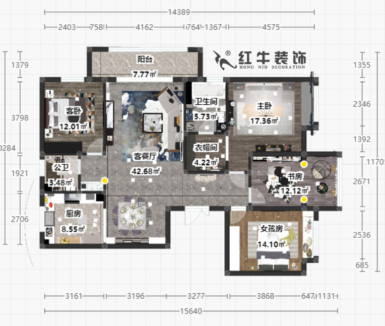 顧娟_新亭蘭苑1-604-148㎡-現代風(fēng)格_4室2廳2衛（老房裝修）_定制家￥165000_全包21萬(wàn)00彩平圖