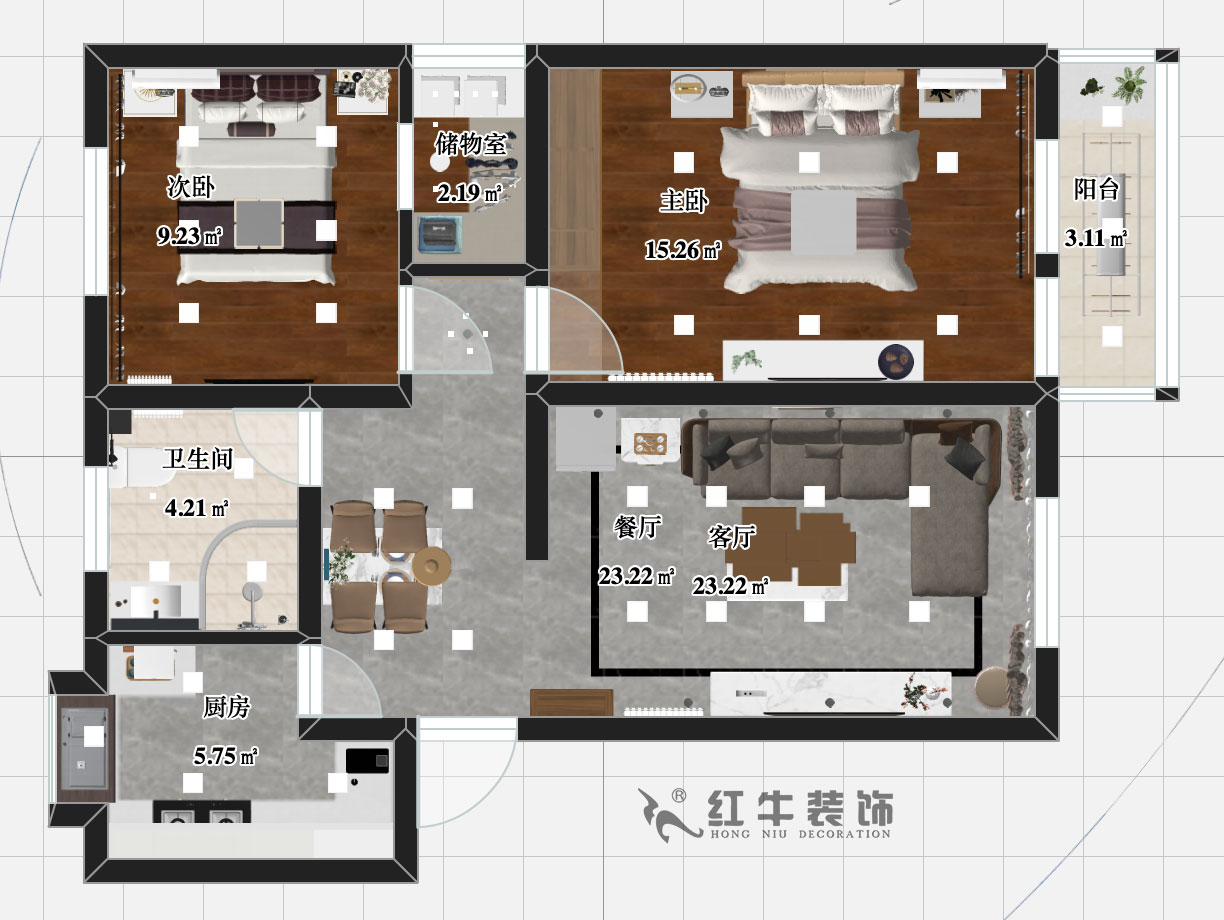 張智猿_九華山2號201-80㎡-簡(jiǎn)約風(fēng)格_2室2廳1衛（舊房裝修）_成品家￥115756_全包11