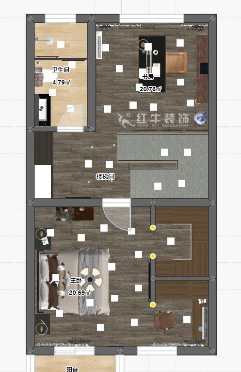 陸利民_香地美舍602-156㎡-新中式風(fēng)格_5室2廳3衛（新房裝修）_定制家￥208000_全包25萬(wàn)00_10二樓彩平圖