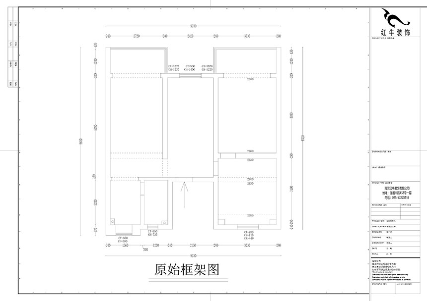 孟憲濤_良友里4-2-603-85㎡-現代風(fēng)格_3室1廳1衛（二手房裝修）_定制家￥89000_全包9萬(wàn)00_01良友里4-603原始框架圖