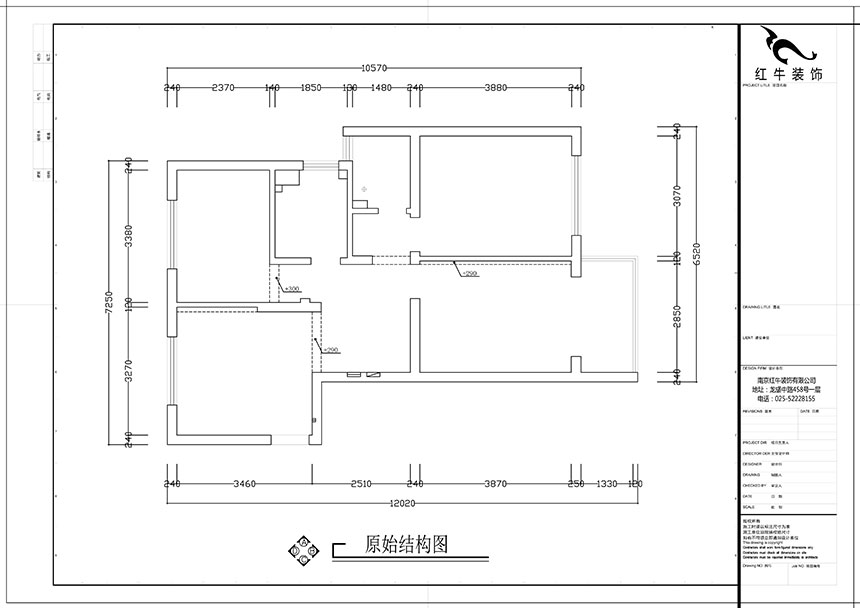 張智猿｜盛和家園南區6-1-1301-80㎡-現代簡(jiǎn)約風(fēng)格｜3室2廳1衛｜老房裝修｜定制家￥106397｜全包11萬(wàn)｜00_01原始結構圖