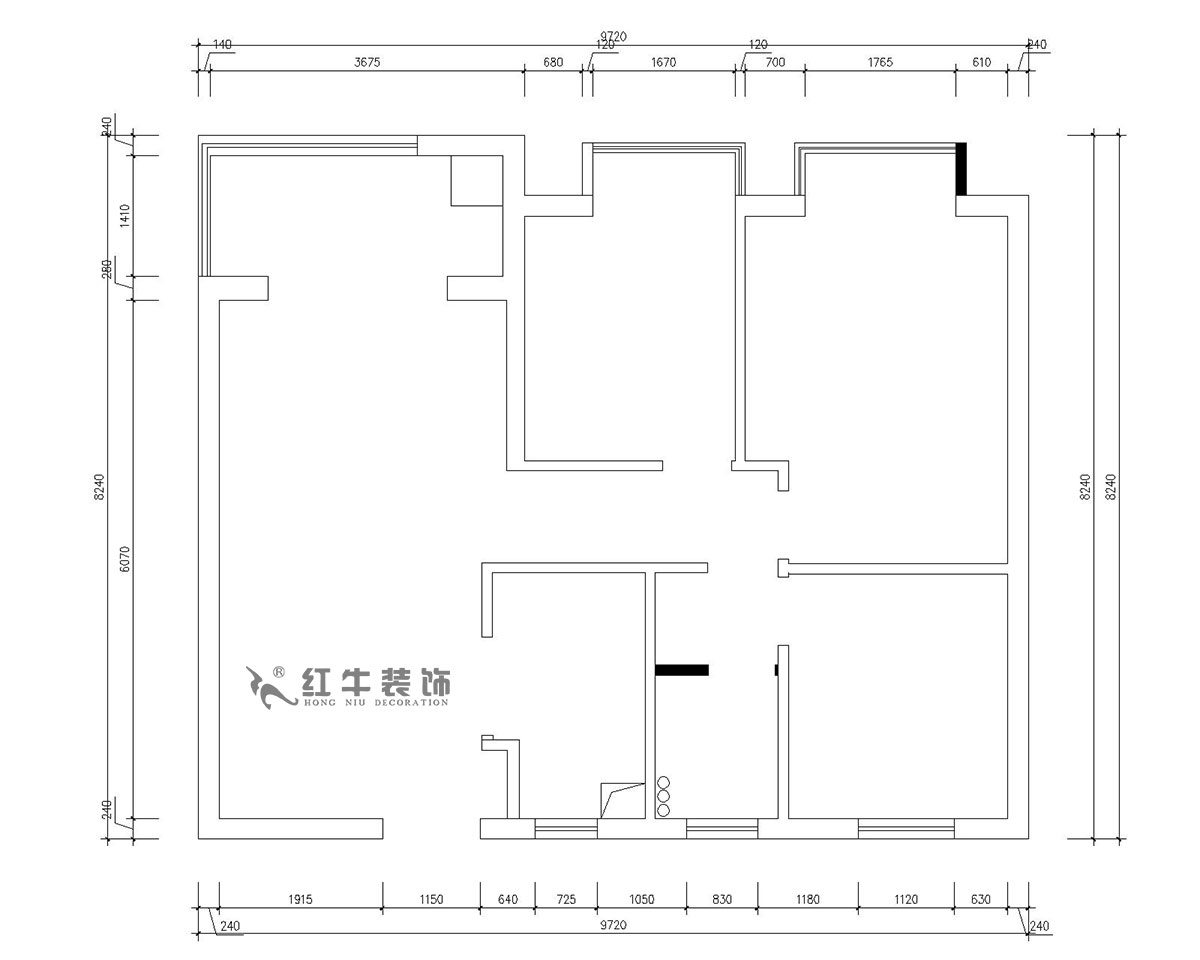 朱明琪｜仙林國際J-1802-95㎡-現代簡(jiǎn)約風(fēng)格｜3室2廳1衛｜新房裝修｜成品家￥131929｜全包13萬(wàn)｜00_01原始結構圖