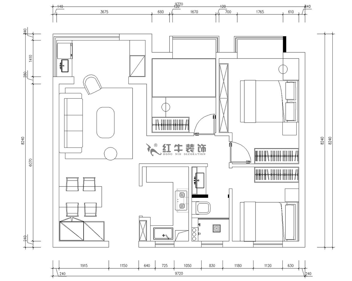 朱明琪｜仙林國際J-1802-95㎡-現代簡(jiǎn)約風(fēng)格｜3室2廳1衛｜新房裝修｜成品家￥131929｜全包13萬(wàn)｜00_02平面布置圖