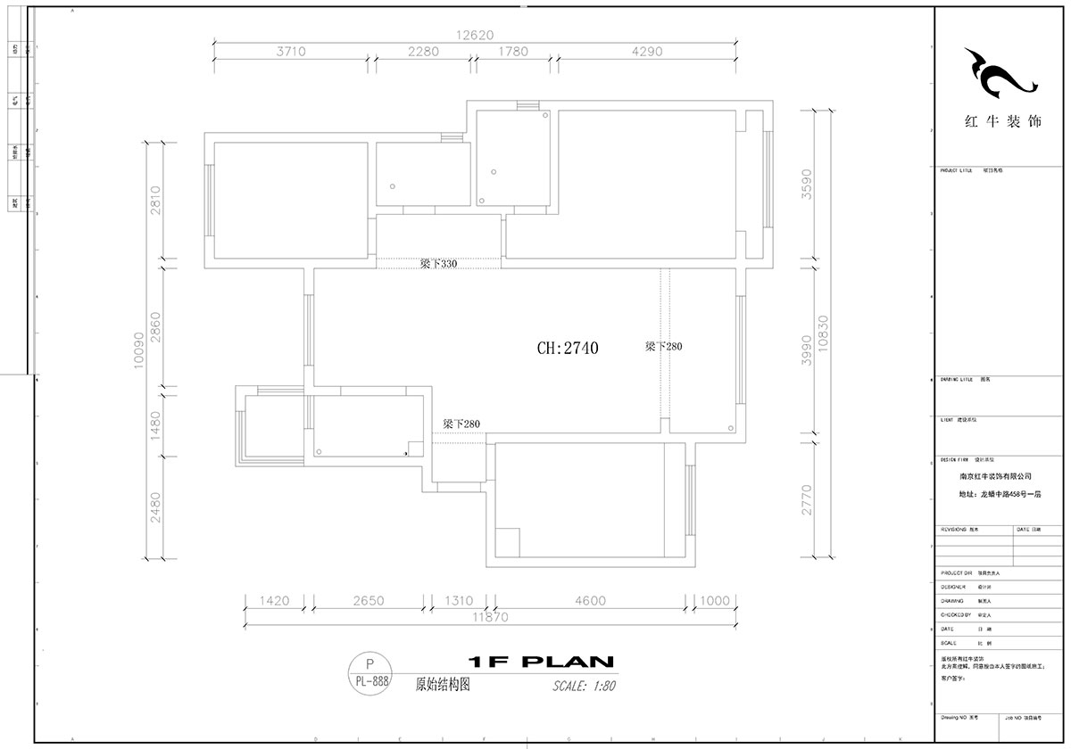 【實(shí)景案例】高靈慧｜弘陽(yáng)時(shí)光印象1-201-115㎡-現代風(fēng)格｜3室2廳2衛｜定制家￥154784｜全包15萬(wàn)｜00_01原始結構圖