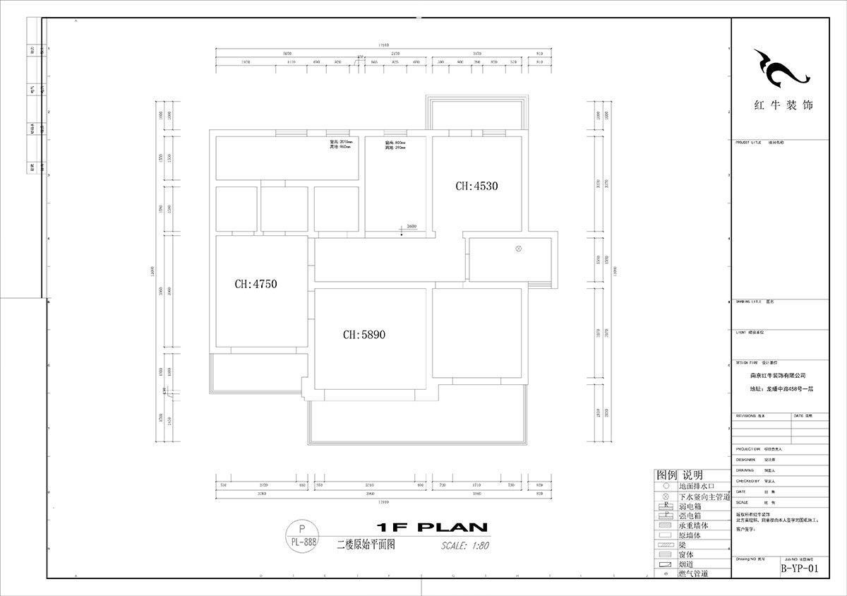 劉小勇｜酈湖美墅90-102-190㎡-現代風(fēng)格｜4室2廳3衛｜新房裝修｜定制家￥288000｜全包33萬(wàn)｜00_02二樓原始結構圖