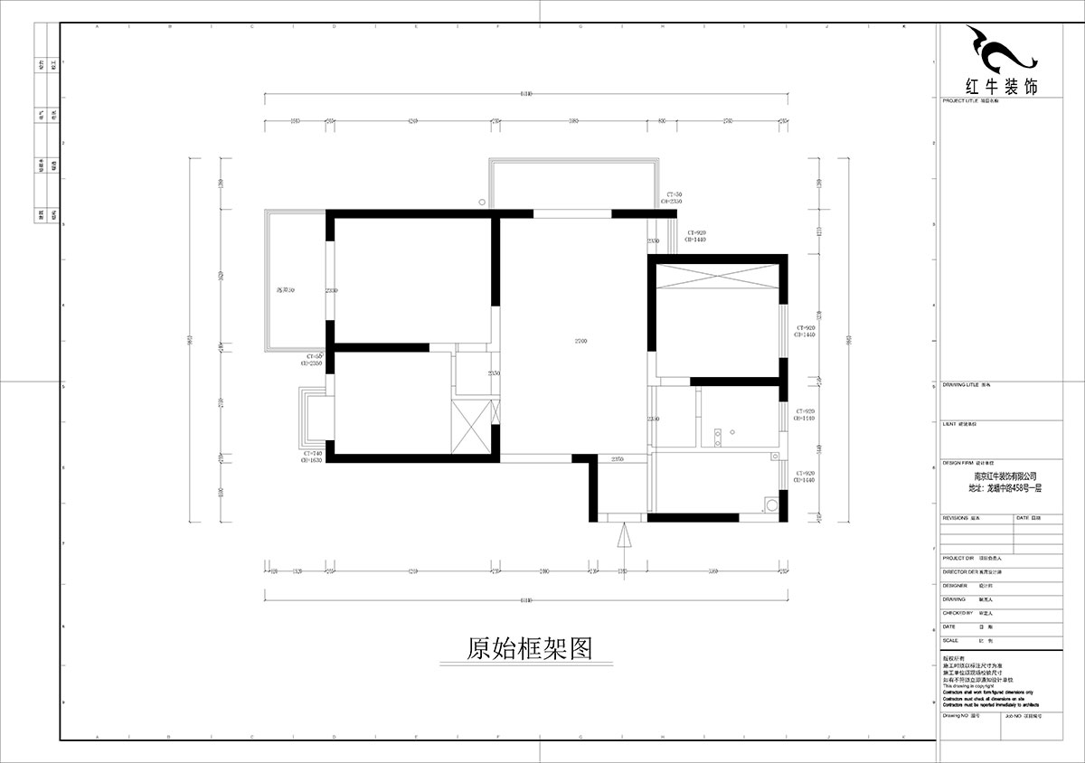 孟憲濤｜七彩星城2-2406-120㎡-簡(jiǎn)約風(fēng)格｜3室1廳1衛｜老房裝修｜定制家￥160000｜全包16萬(wàn)｜00_01原始框架圖