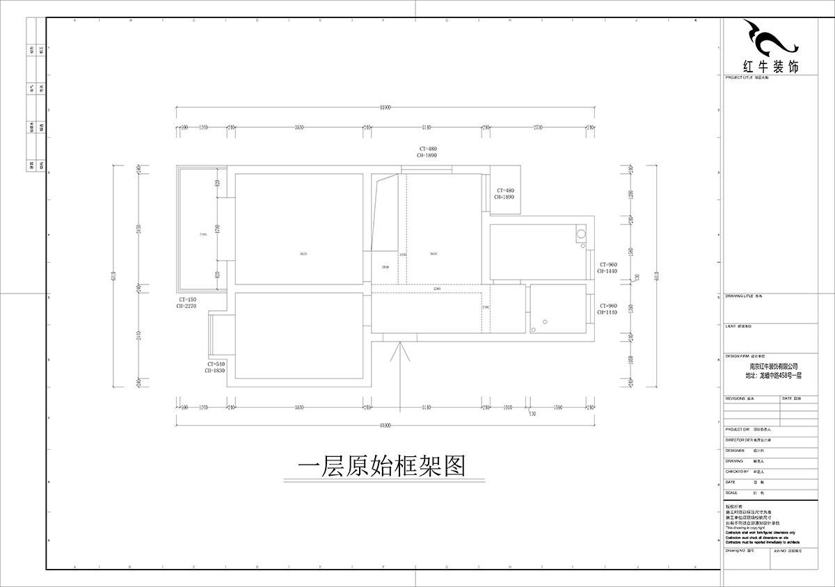 孟憲濤｜堯順佳園2期60-606-72㎡-簡(jiǎn)約風(fēng)格｜3室1廳1衛｜新房裝修｜定制家｜全包11萬(wàn)｜00_01一層原始框架圖