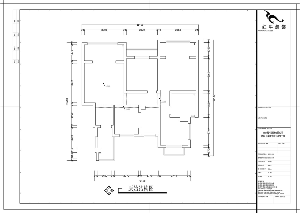 張智猿｜弘陽(yáng)上院19-504-110㎡-現代風(fēng)格｜3室2廳1衛｜新房裝修｜定制家￥100902｜全包14萬(wàn)｜00_01原始結構圖