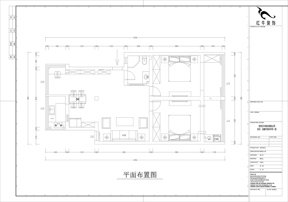 孟憲濤｜估衣廊18-3-305-100㎡-簡(jiǎn)約風(fēng)格｜3室2廳1衛｜老房裝修｜定制家｜全包14萬(wàn)｜00_02平面布置圖