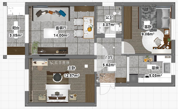 吳波｜馬臺街56號502-401-60㎡-現代風(fēng)格｜2室2廳1衛｜老房裝修｜定制家｜全包9