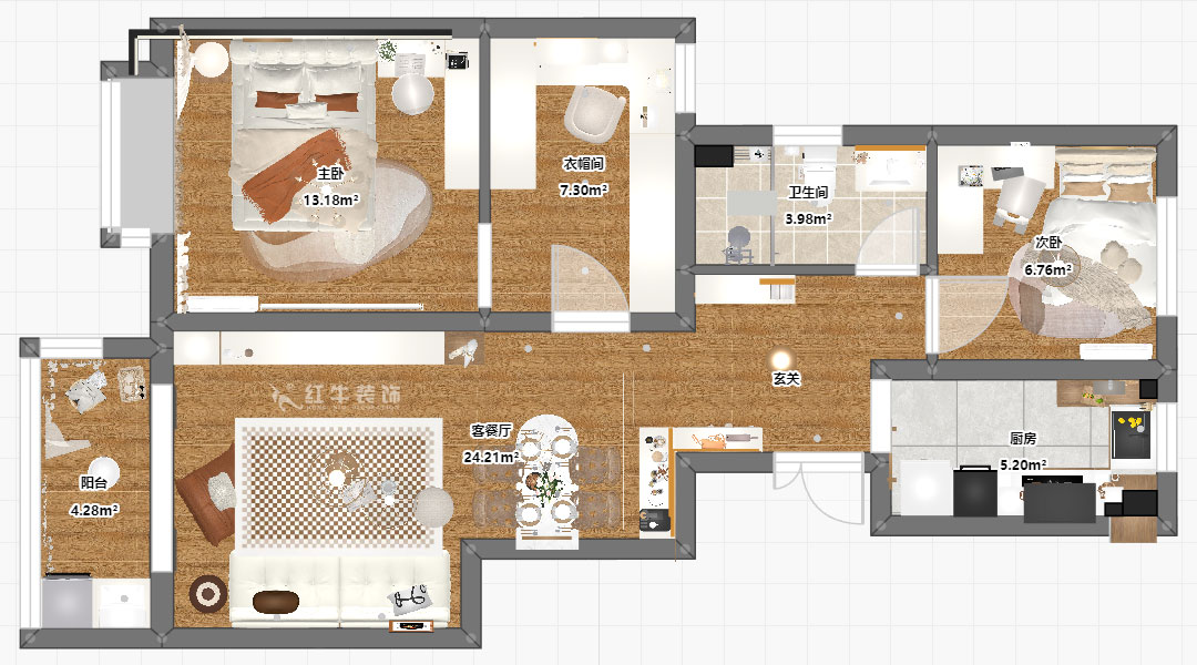 賈庭｜紫金觀(guān)邸4-1306-88㎡-北歐風(fēng)格｜3室3廳1廚1衛｜新房裝修｜定制家｜全包10