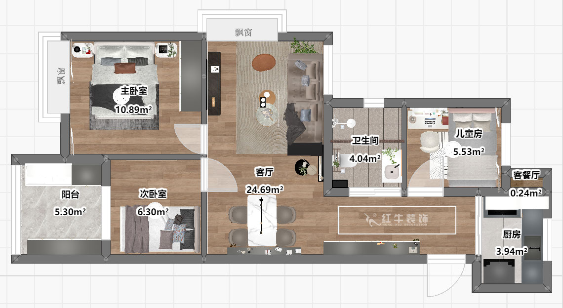 劉曉芳｜樂(lè )業(yè)西苑1-2306-86㎡-現代輕奢風(fēng)格｜3室2廳1衛｜毛坯房裝修｜定制家｜全包9