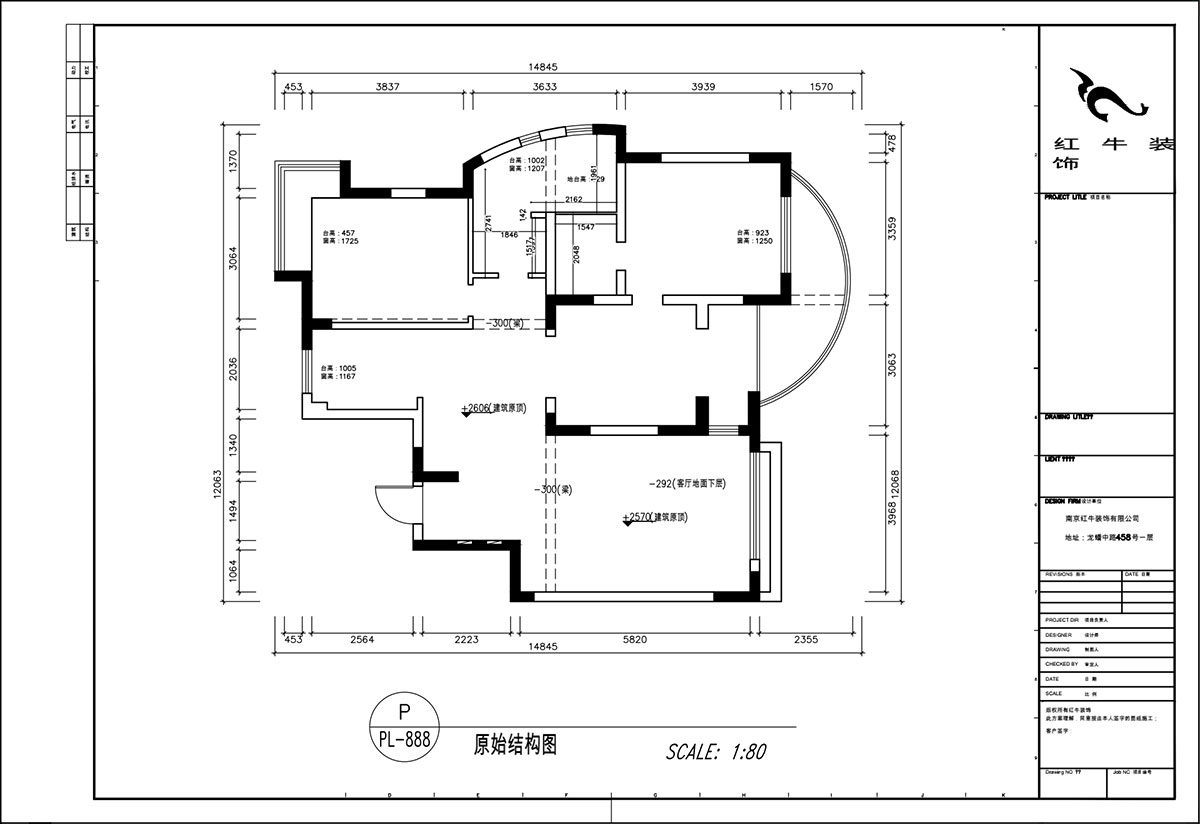 顧娟｜翠島花城荷田苑6-101-135㎡-現代簡(jiǎn)約風(fēng)格｜3室2廳2衛｜舊房裝修｜定制家｜全包19萬(wàn)｜00_01原始結構圖