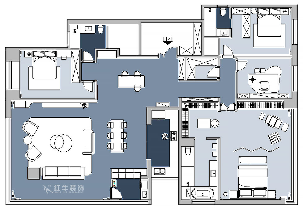 【實(shí)景案例】朱明琪｜天鵝堡花園-280㎡-現代輕奢風(fēng)格｜3室2廳2衛｜精裝修改造｜改造家｜全包30萬(wàn)｜00_02平面布置圖