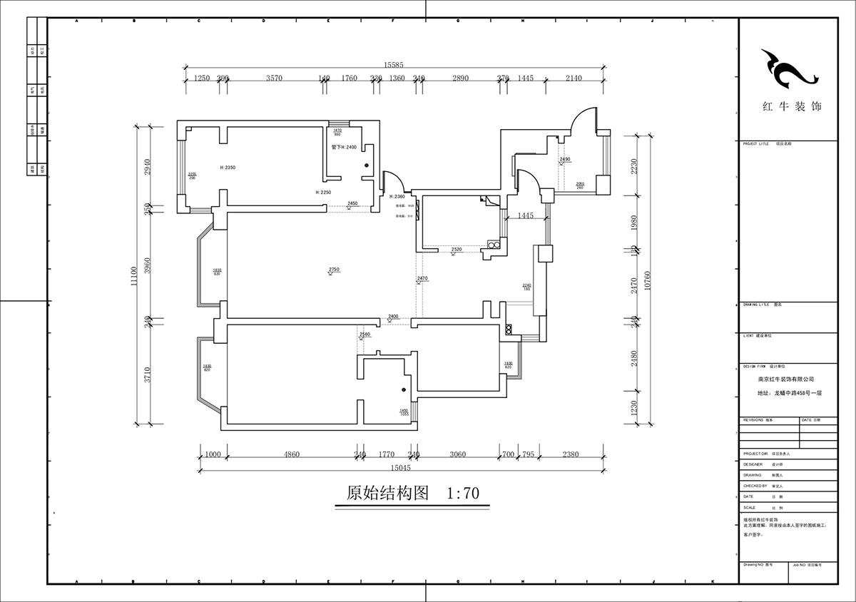 蔣?。鸪?1-3-2206-140㎡-法式奶油風(fēng)格｜3室2廳2衛｜新房裝修｜定制家｜全包23萬(wàn)｜00_01原始結構圖