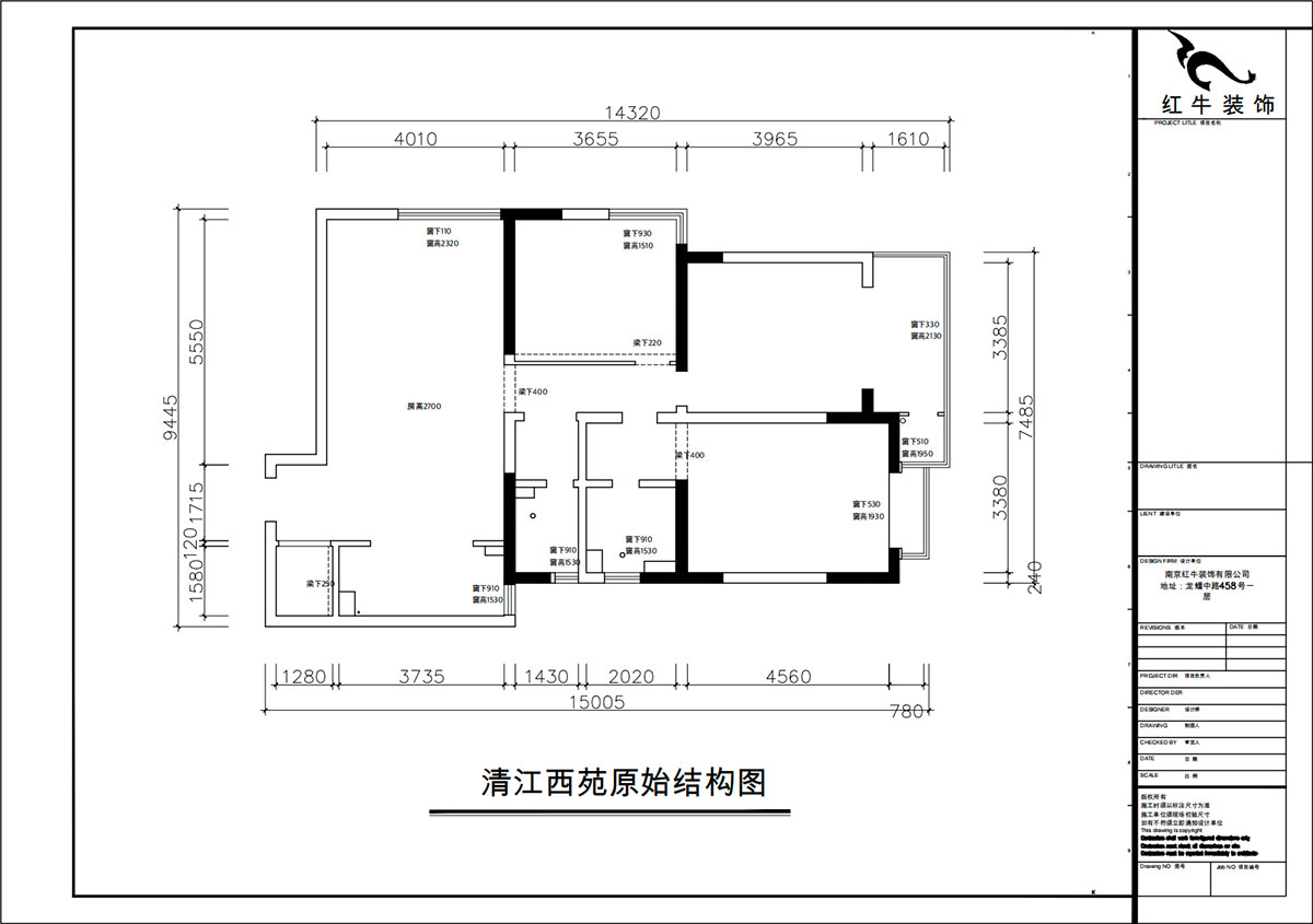 朱彥｜清江西苑17-2-1302-132㎡-現代簡(jiǎn)約風(fēng)格｜3室2廳2衛｜老房裝修｜定制家｜全包14萬(wàn)｜00_01原始結構圖