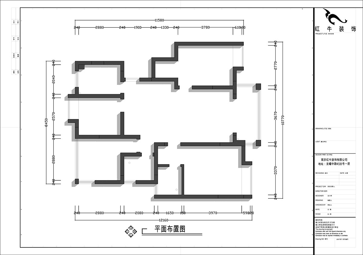 張智猿｜啟迪城博園1-302-114㎡-現代風(fēng)格｜3室2廳1衛｜新房裝修｜定制家｜全包17萬(wàn)｜00_01原始結構圖