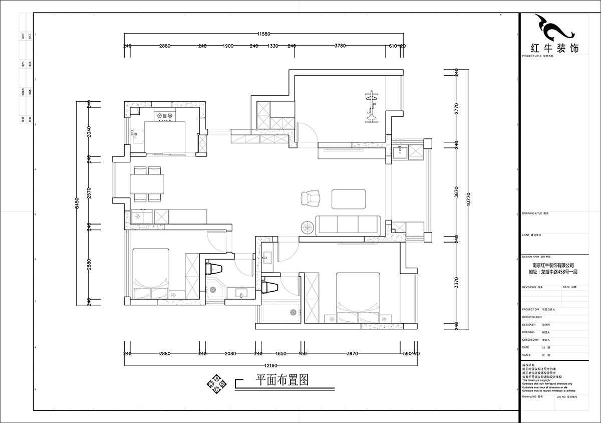 張智猿｜啟迪城博園1-302-114㎡-現代風(fēng)格｜3室2廳1衛｜新房裝修｜定制家｜全包17萬(wàn)｜00_02平面布置圖