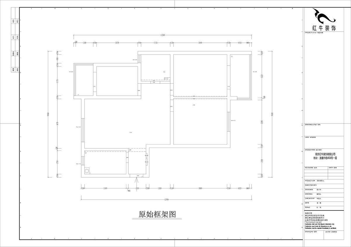 孟憲濤｜月桂園4-1005-103㎡-現代簡(jiǎn)約風(fēng)格｜3室2廳1衛｜新房裝修｜定制家｜全包14萬(wàn)｜00_01原始框架圖