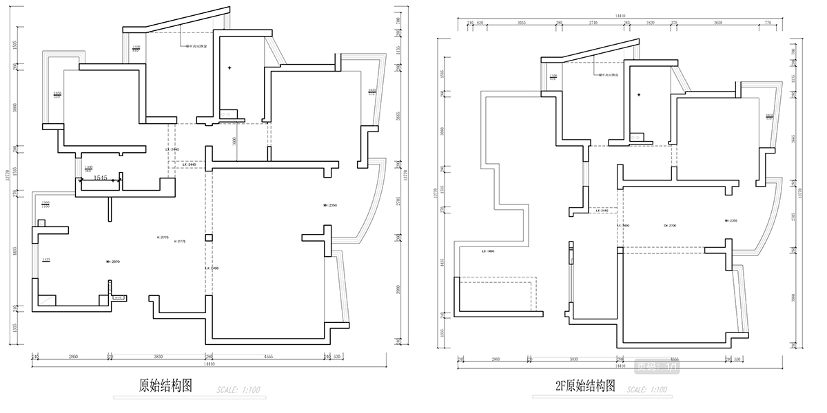 南京260㎡輕奢別墅裝修，夢(mèng)想與現實(shí)的交織，感受法式的浪漫01蔣?。情_(kāi)家園6-1101-260㎡-現代法式輕奢風(fēng)格｜5室4廳3衛｜老房裝修｜定制家￥307777｜全包38萬(wàn)｜00_01原始結構圖